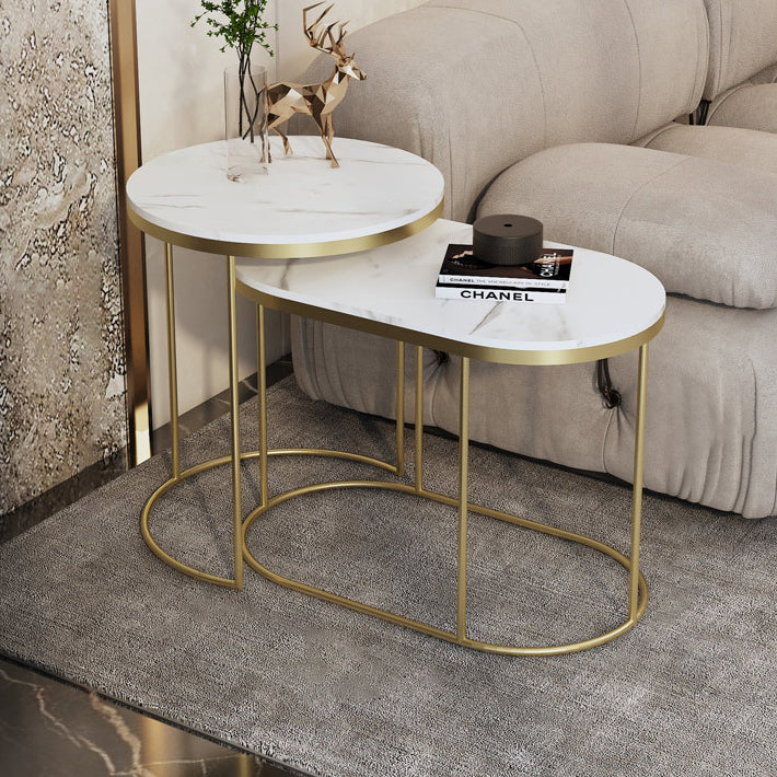 Nordic Elliptical Slab Iron End Table