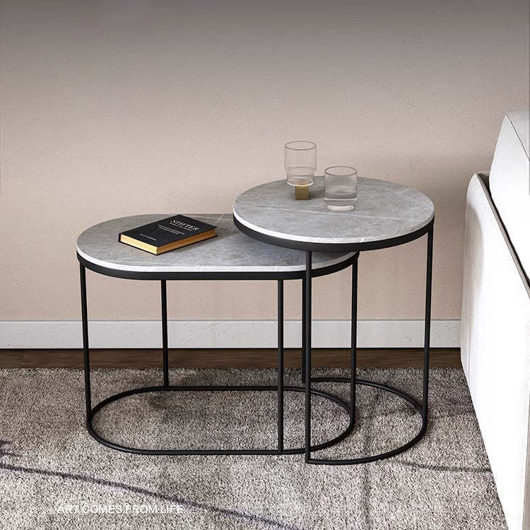 Nordic Elliptical Slab Iron End Table