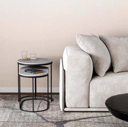 Nordic Elliptical Slab Iron End Table
