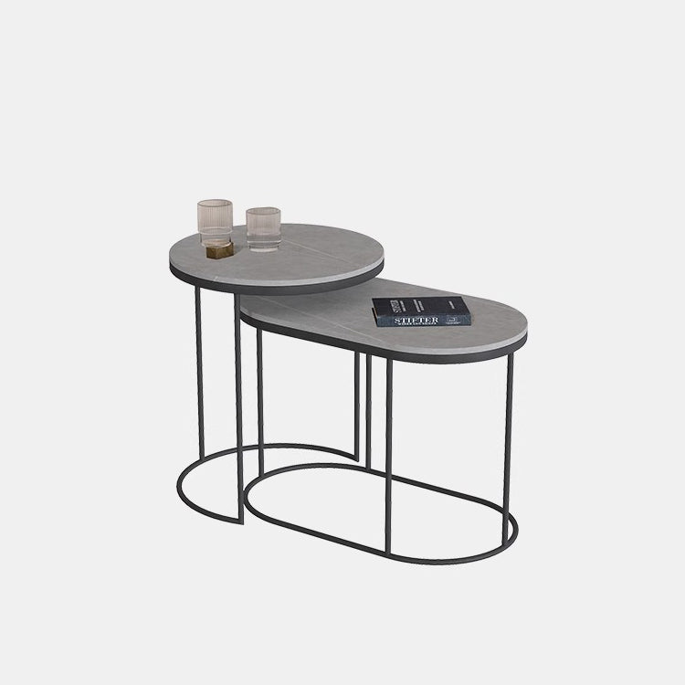 Nordic Elliptical Slab Iron End Table