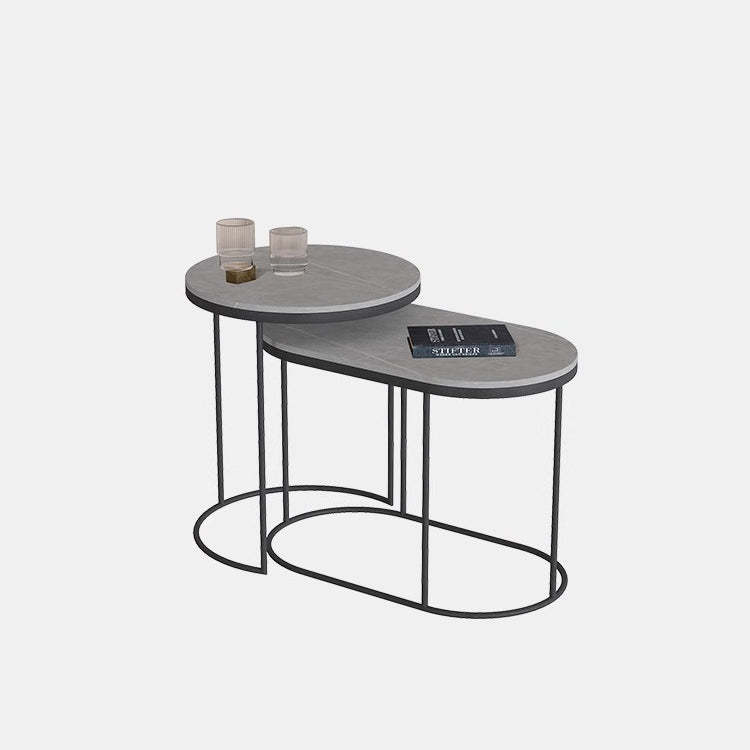 Nordic Elliptical Slab Iron End Table