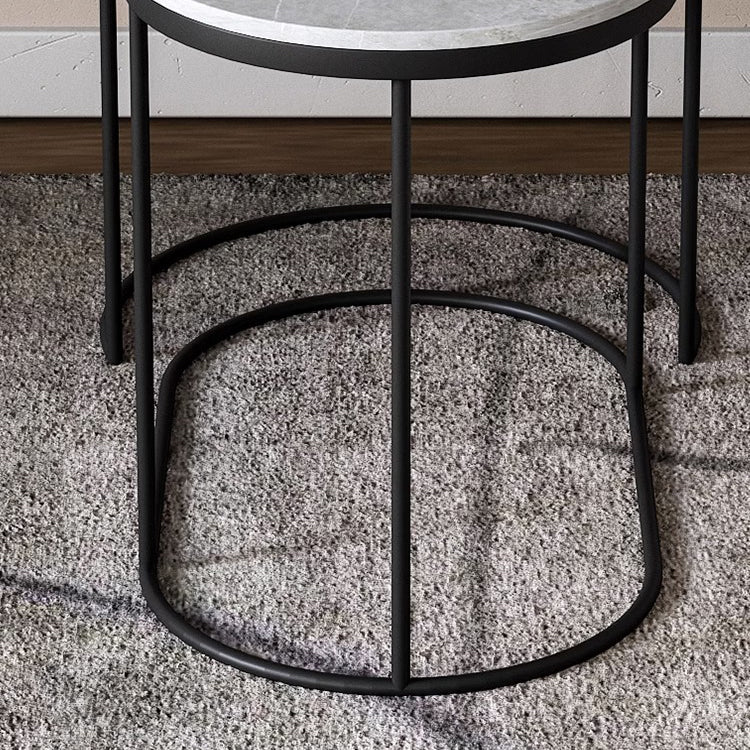 Nordic Elliptical Slab Iron End Table — Black Table Top - Black Frame