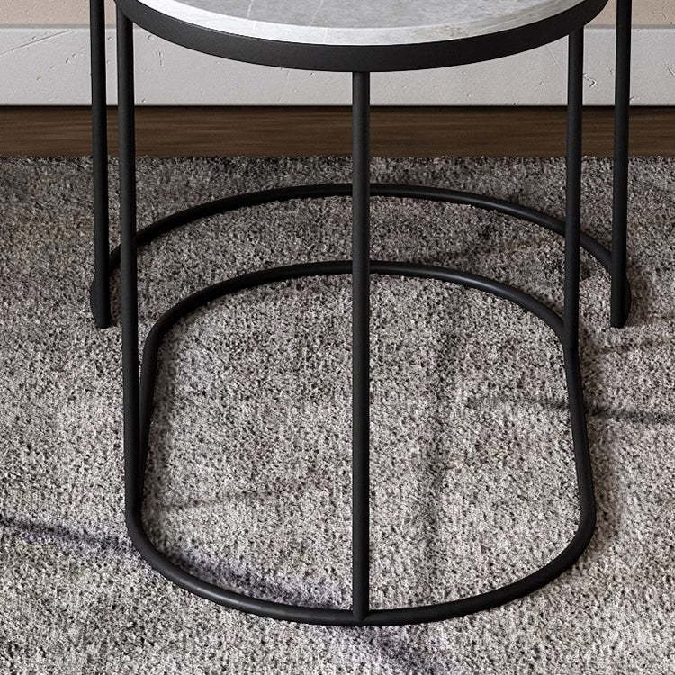 Nordic Elliptical Slab Iron End Table — Black Table Top - Black Frame