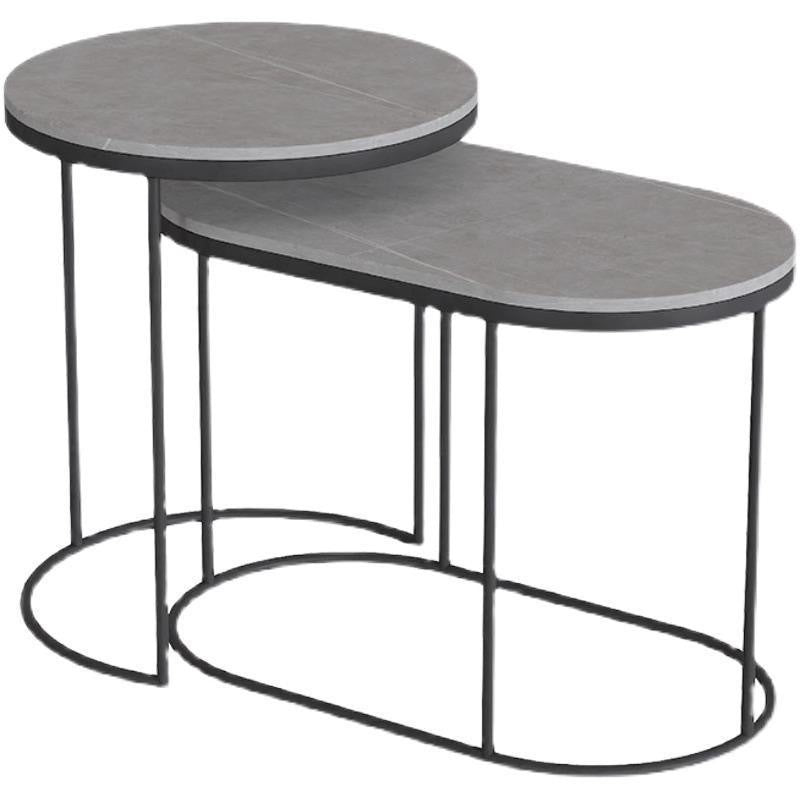 Nordic Elliptical Slab Iron End Table