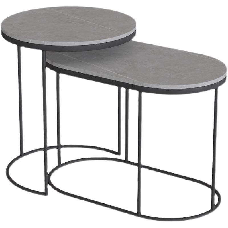 Nordic Elliptical Slab Iron End Table