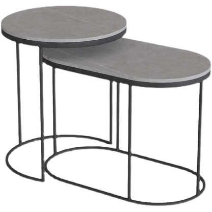 Nordic Elliptical Slab Iron End Table