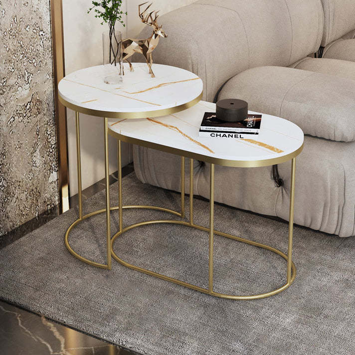 Nordic Elliptical Slab Iron End Table