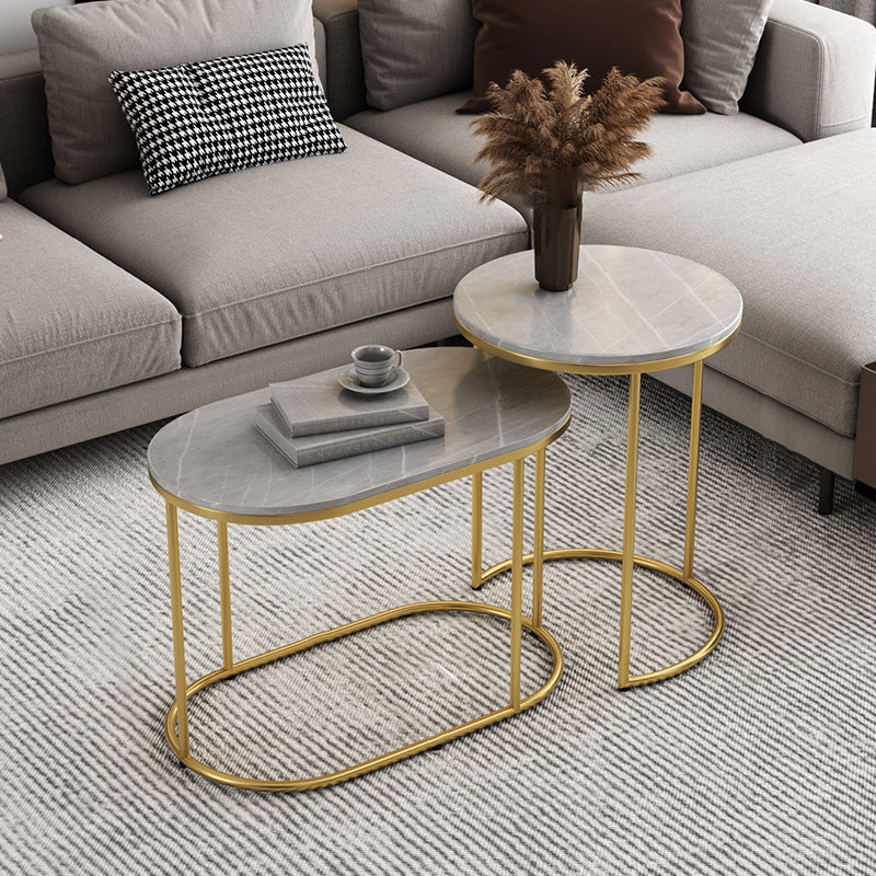 Nordic Elliptical Slab Iron End Table