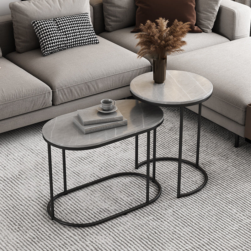 Nordic Elliptical Slab Iron End Table