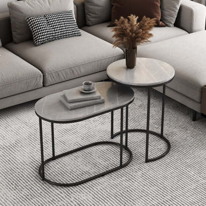 Nordic Elliptical Slab Iron End Table