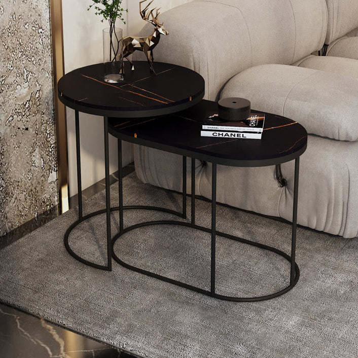 Nordic Elliptical Slab Iron End Table