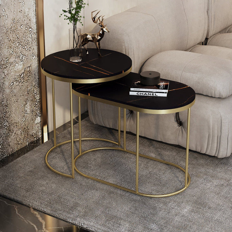 Nordic Elliptical Slab Iron End Table