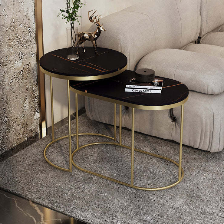 Nordic Elliptical Slab Iron End Table