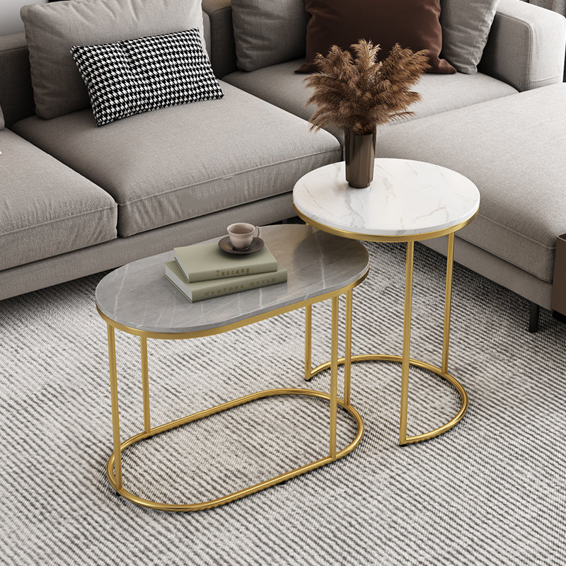 Nordic Elliptical Slab Iron End Table