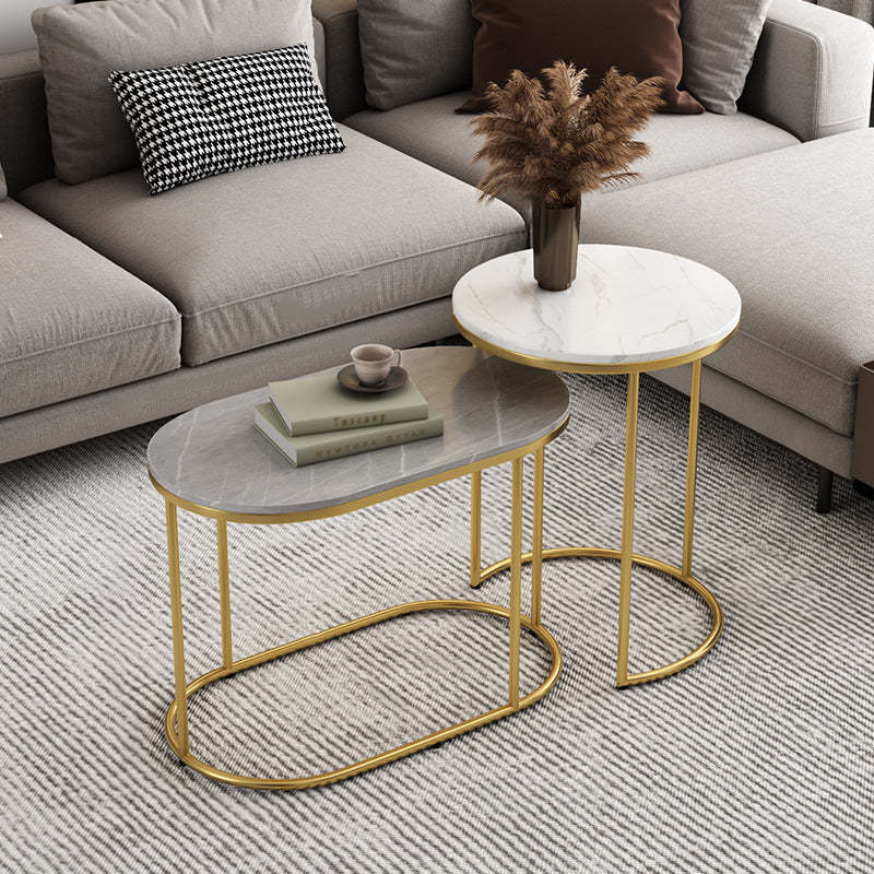 Nordic Elliptical Slab Iron End Table