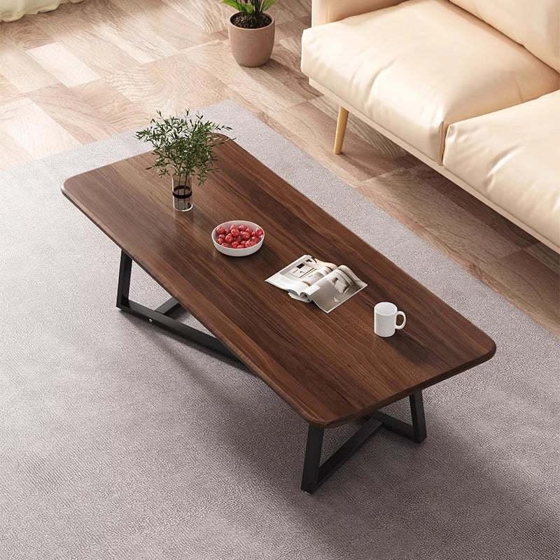Minimalist Steel Coffee Table — Walnut Color