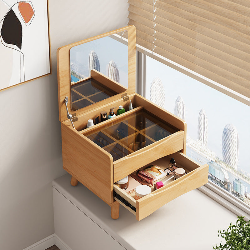Nordic Rubberwood Metal Makeup Vanity