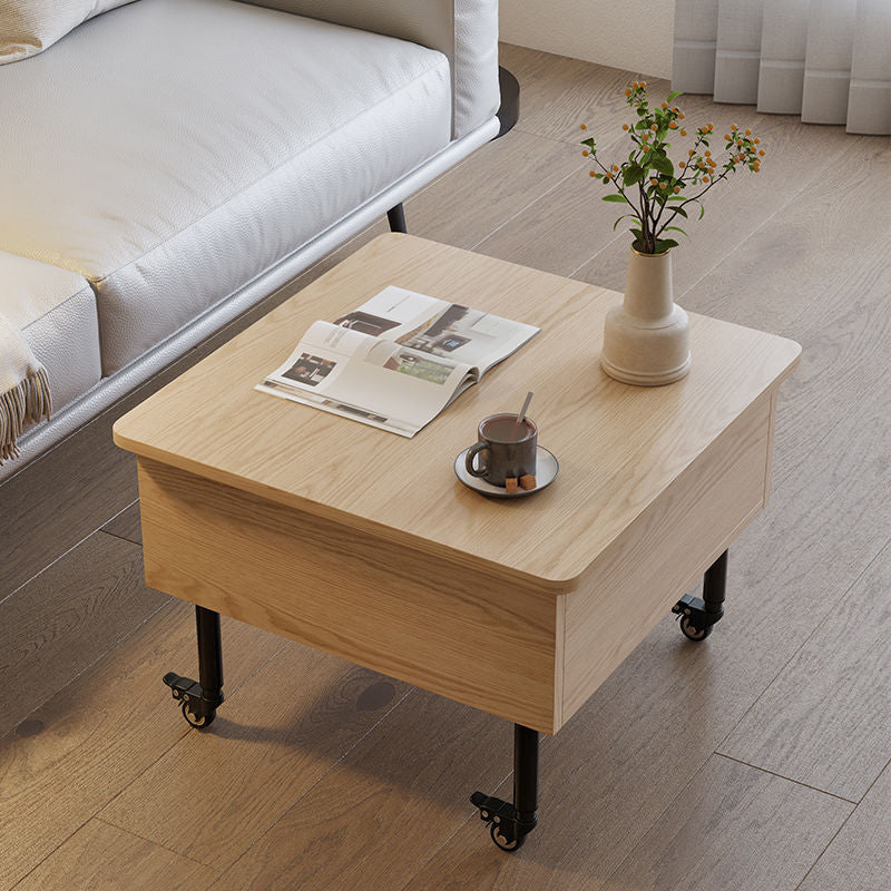 Nordic Wood Alloy Liftable End Table — Non-Liftable / White