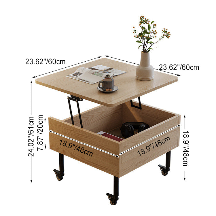 Nordic Wood Alloy Liftable End Table — Liftable / White