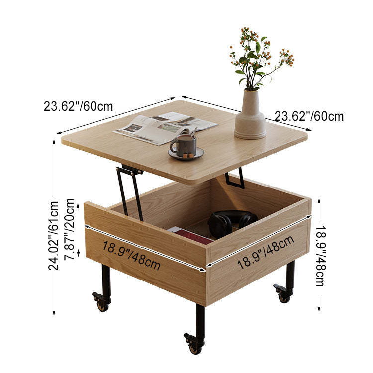 Nordic Wood Alloy Liftable End Table — Liftable / White