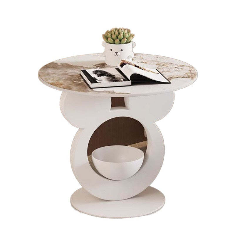 Round Mouse Bowl Slab Metal End Table