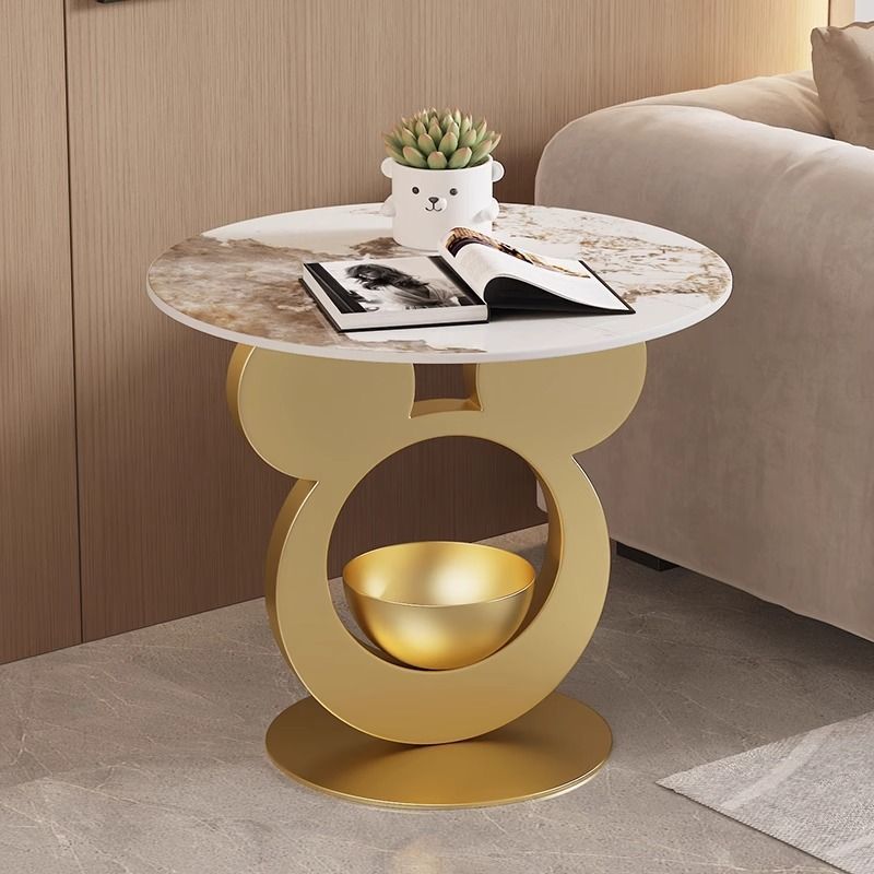Gray creative end slab end & side tables — Pandora Gray / Gold