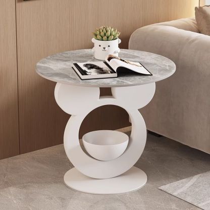 Round Mouse Bowl Slab Metal End Table