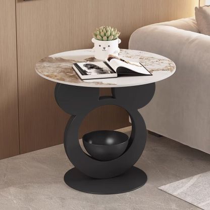 Round Mouse Bowl Slab Metal End Table