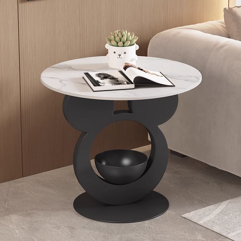 Round Mouse Bowl Slab Metal End Table