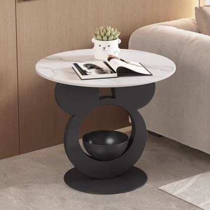Round Mouse Bowl Slab Metal End Table