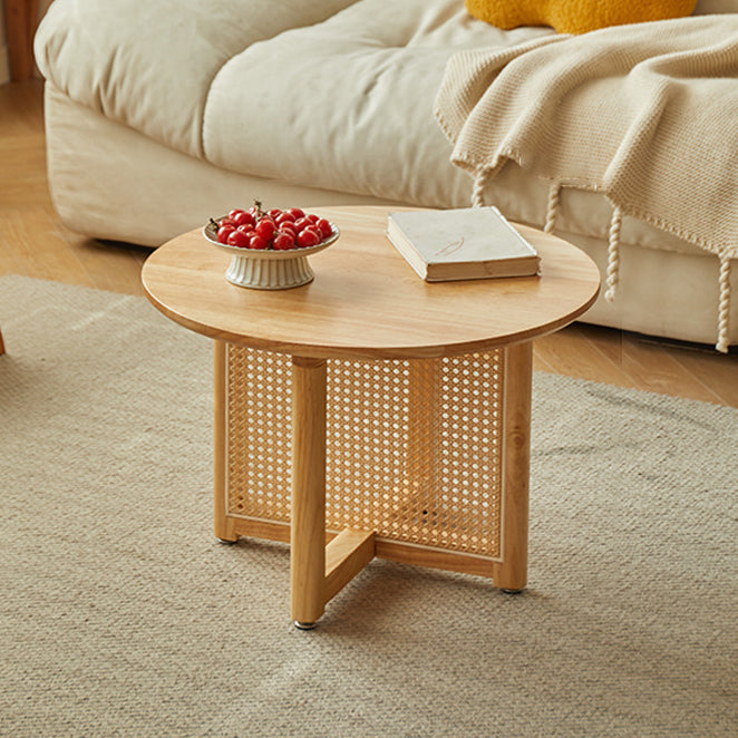Japanese Woven Rattan Wood Coffee Table