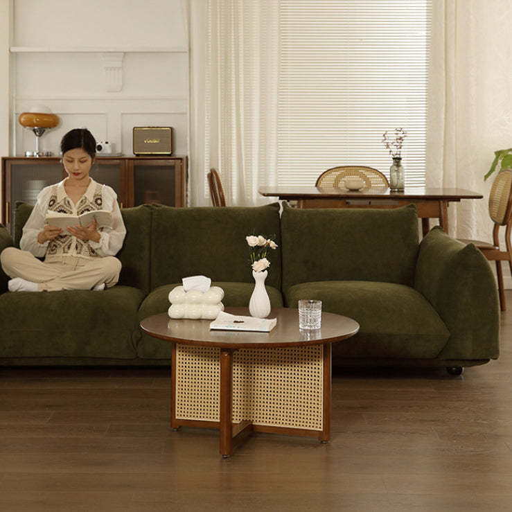 Japanese Woven Rattan Wood Coffee Table