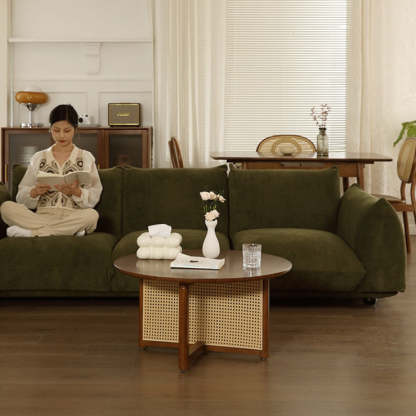 Japanese Woven Rattan Wood Coffee Table