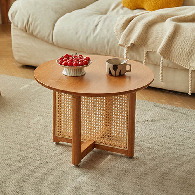 Japanese Woven Rattan Wood Coffee Table