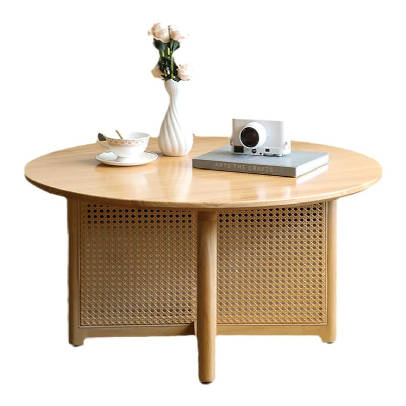 Japanese Woven Rattan Wood Coffee Table