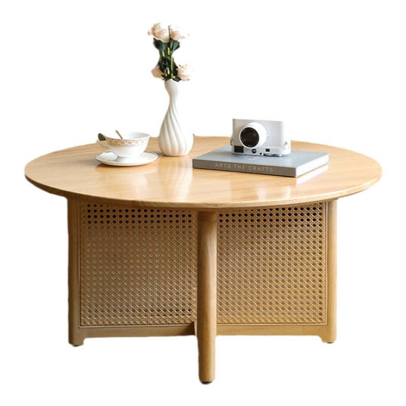 Japanese Woven Rattan Wood Coffee Table