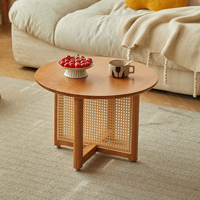 Japanese Woven Rattan Wood Coffee Table