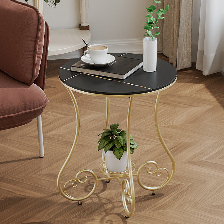 Nordic Round Slab Iron Steel End Table