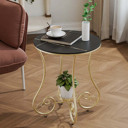 Nordic Round Slab Iron Steel End Table