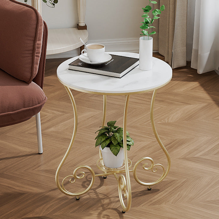 Nordic Round Slab Iron Steel End Table