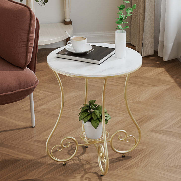 Nordic Round Slab Iron Steel End Table