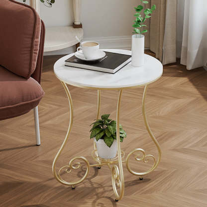Nordic Round Slab Iron Steel End Table