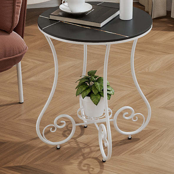 Nordic Round Slab Iron Steel End Table