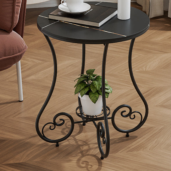 Nordic Round Slab Iron Steel End Table