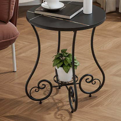 Nordic Round Slab Iron Steel End Table