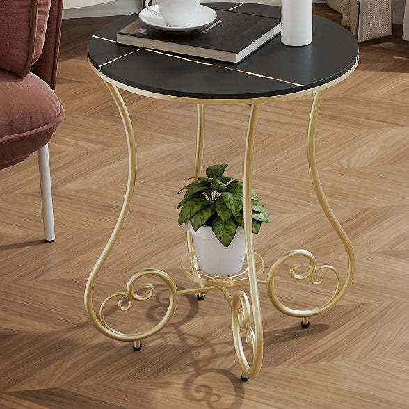 Nordic Round Slab Iron Steel End Table