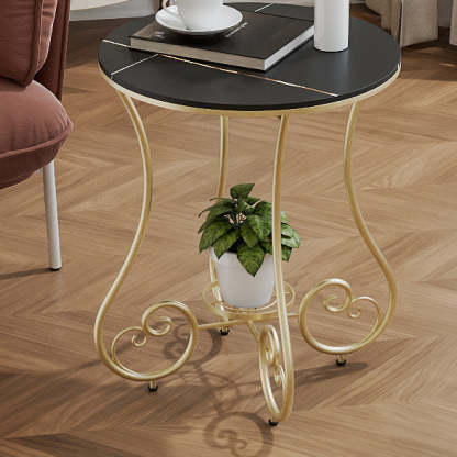 Nordic Round Slab Iron Steel End Table