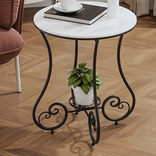 Nordic Round Slab Iron Steel End Table