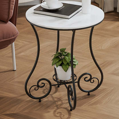 Nordic Round Slab Iron Steel End Table