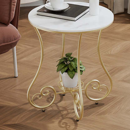 Nordic Round Slab Iron Steel End Table